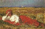 Laurits Tuxen liggende kvinde i klitteene oil painting reproduction